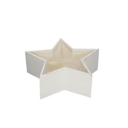 Übertopf Holz Stern weiss D30cm H10cm