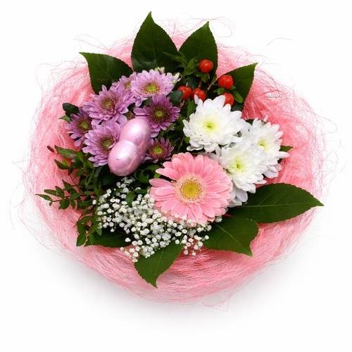 Strauß rosa Halter 28cm 11 Stiele Muttertag