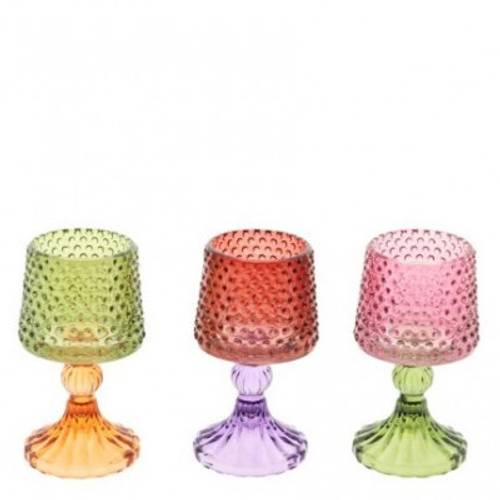 Glas Teelicht Clary mix D08cm H15cm