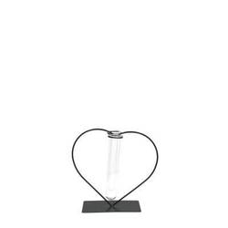 Glas Vase Herz mit 2 Rohr D04cm H10cm