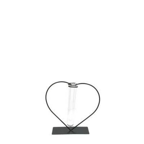 Glas Vase Herz mit 2 Rohr D04cm H10cm