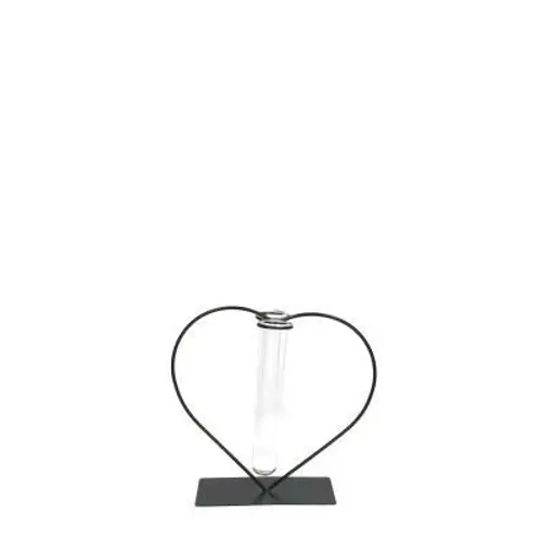 Glas Vase Herz mit 2 Rohr D04cm H10cm