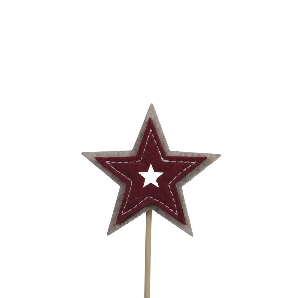Stern Filz auf Stab rot L20cm 07cm