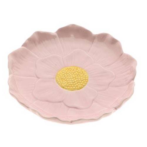 Keramik Teller Blume rosa D19.5cm H02.5cm