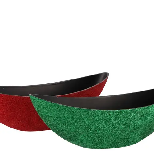 Melamine Schiff grün rot oval 39x12x13cm