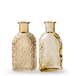 Glas Flasche Retro mix beige D06.5cm H13.5cm