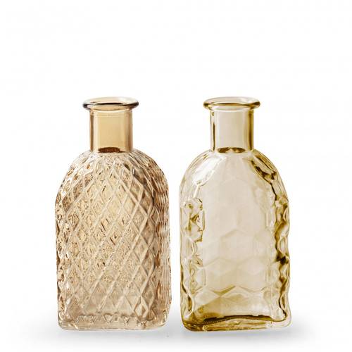 Glas Flasche Retro mix beige D06.5cm H13.5cm