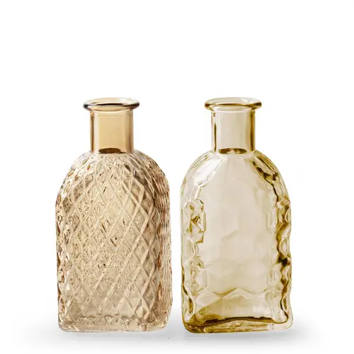 Glas Flasche Retro mix beige D06.5cm H13.5cm