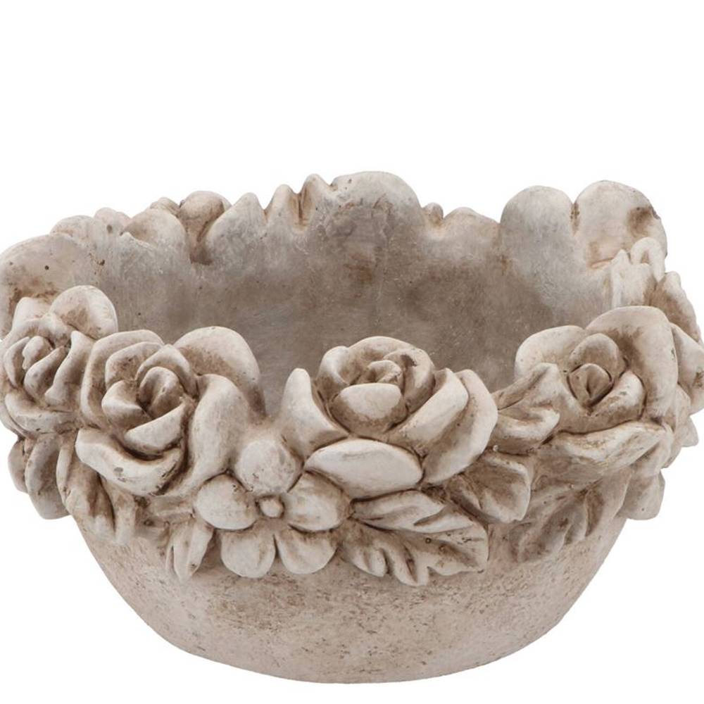 Beton Schale antik Blumen grau 22x22x12CM