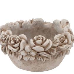 Beton Schale antik Blumen grau 22x22x12CM