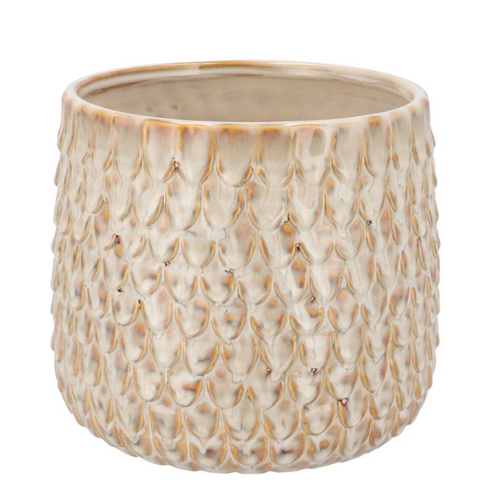 Keramik Übertopf Liv Structure creme 20x20x18cm