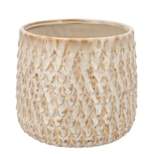 Keramik Übertopf Liv Structure creme 20x20x18cm