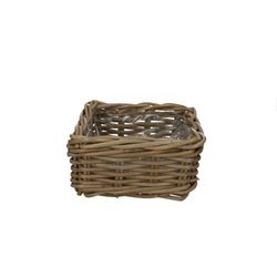 Korb Rattan Viereck D23cm H13cm Grau
