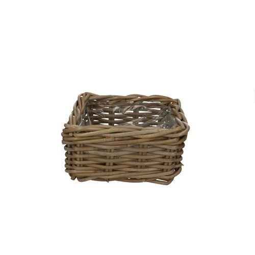 Korb Rattan Viereck D23cm H13cm Grau