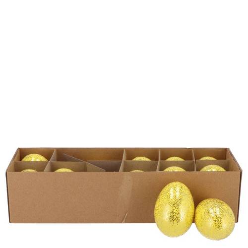 Ei Huhn Glitter gelb x12