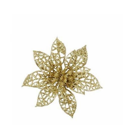 Deko Clip Poinsettia gold D08cm x6