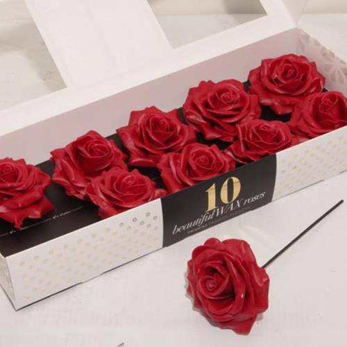 Seiden Wachs Rose Cherry rot D12cm (282)
