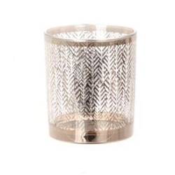 Glas Teelicht Aztika gold/schwarz D09cm H10cm