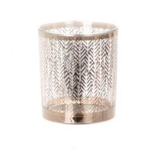 Glas Teelicht Aztika gold/schwarz D09cm H10cm