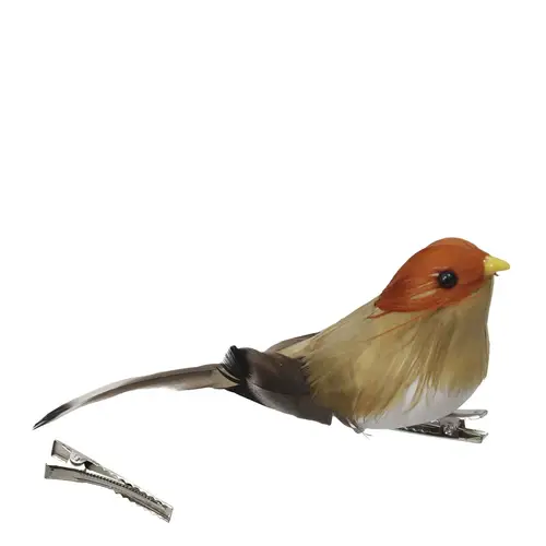 Vogel auf Clip gold 12.5x03cm 