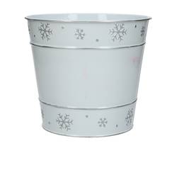 Zink Übertopf Snowflake weiss D18cm H16cm