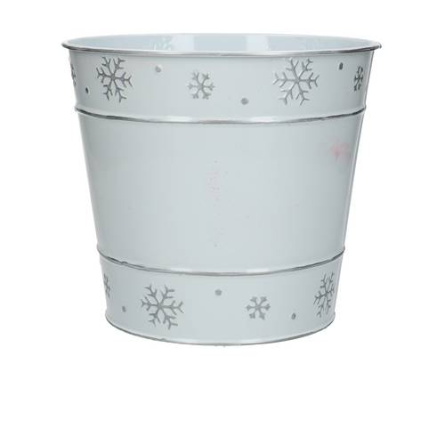 Zink Übertopf Snowflake weiss D18cm H16cm