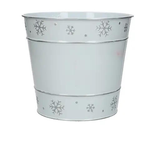 Zink Übertopf Snowflake weiss D18cm H16cm