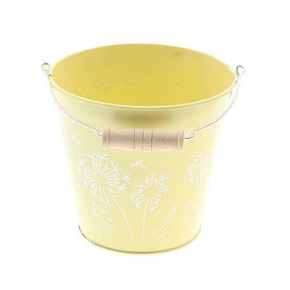 Zink Eimer Blume gelb D13cm H12cm