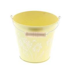 Zink Eimer Blume gelb D13cm H12cm