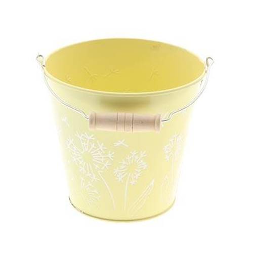Zink Eimer Blume gelb D13cm H12cm