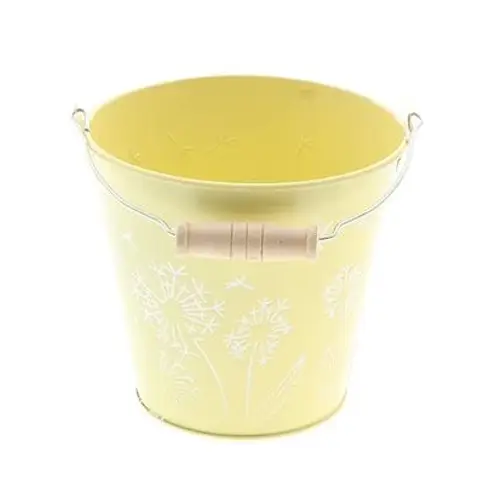 Zink Eimer Blume gelb D13cm H12cm