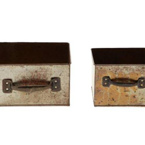 Zink Schublade 2/Set rostig 17x17x10cm