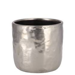 Keramik Übertopf Iron Stone silber D12cm H11cm