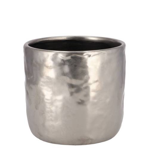 Keramik Übertopf Iron Stone silber D12cm H11cm