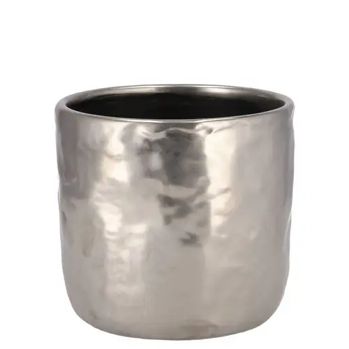 Keramik Übertopf Iron Stone silber D12cm H11cm