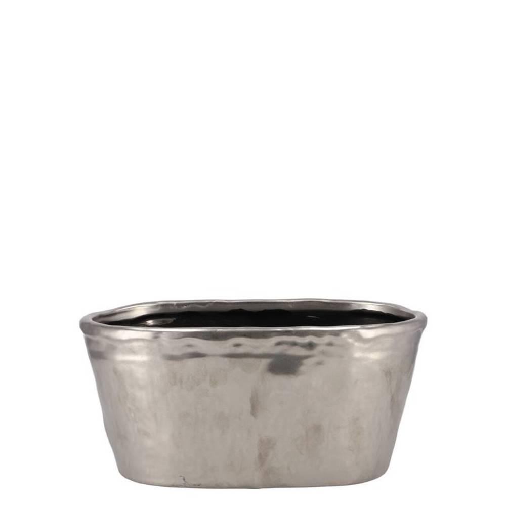 Keramik Übertopf Iron Stone silber 23x09x10cm