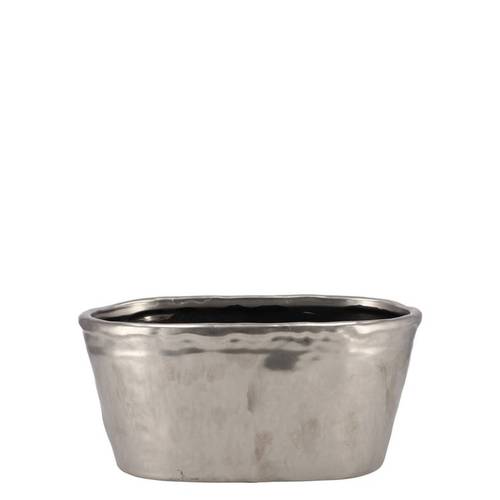 Keramik Übertopf Iron Stone silber 23x09x10cm