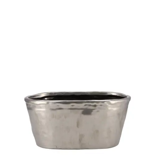 Keramik Übertopf Iron Stone silber 23x09x10cm