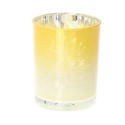 Glas Teelicht Sonnenblume gelb D09cm H10cm