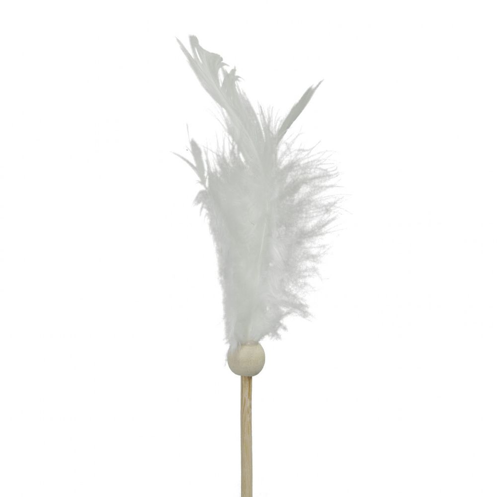 Feder auf Stab weiss 20cm 9cm
