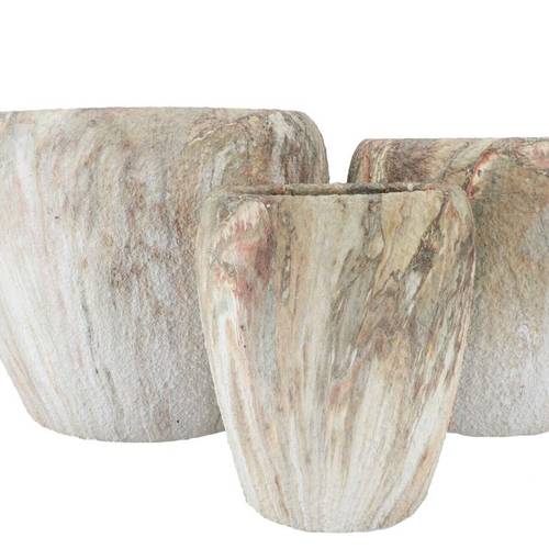 Keramik Übertopf Monty creme 3/Set 42x35/32/23x29cm