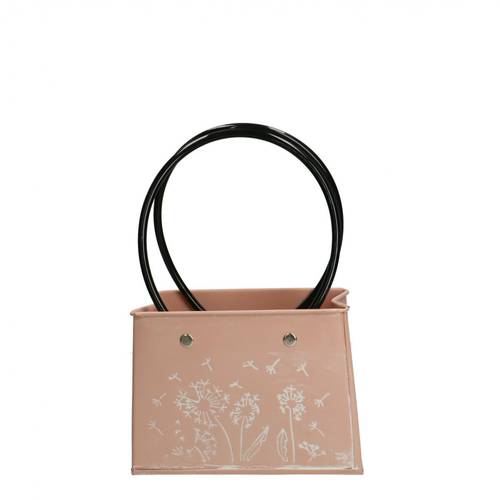 Zink Tasche Blume rosa 14x07x11cm