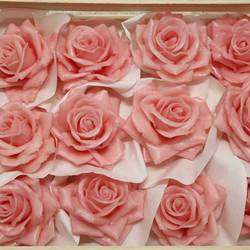 Seiden Wachs Rose rosa D10-12cm im Kiste