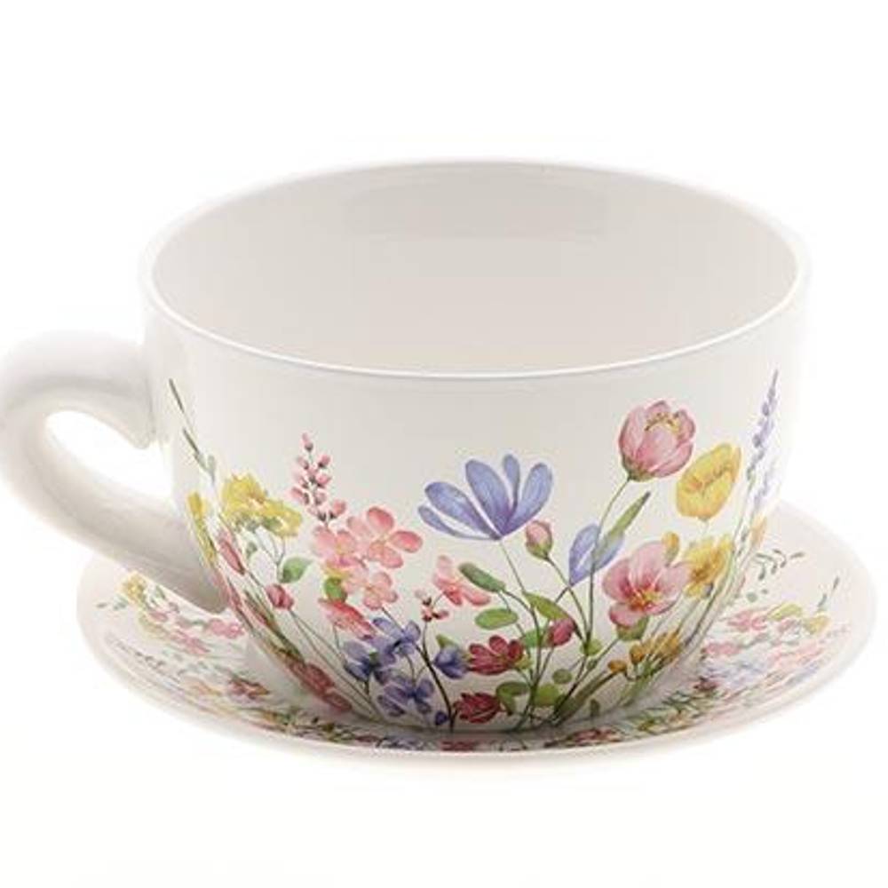Tasse/Untertasse bunt D23cm H12cm