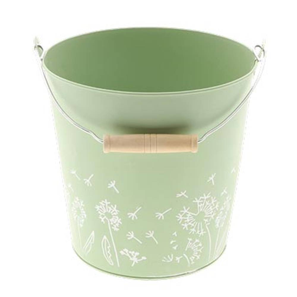 Zink Eimer Blume grün D20cm H19cm