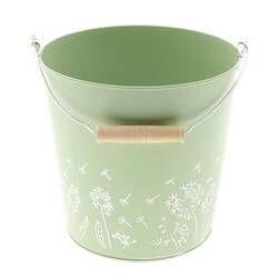 Zink Eimer Blume grün D20cm H19cm