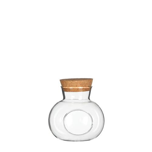 Glas Vase mit Kork+loch D10cm H10cm