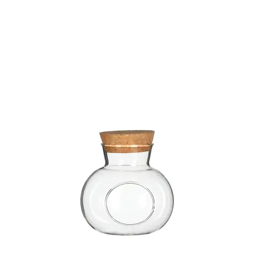 Glas Vase mit Kork+loch D10cm H10cm
