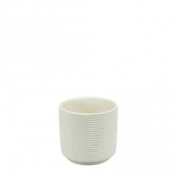 Keramik Übertopf Groove weiss D08cm H07cm