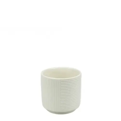 Keramik Übertopf Groove weiss D08cm H07cm